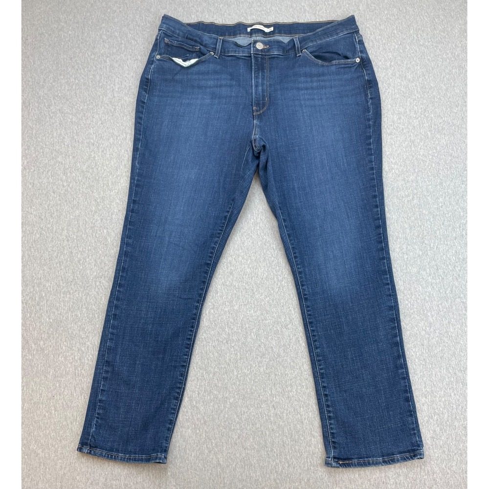 Levis Jeans Womens 18M (34 x 30) Blue Cotton Blend Stretch High-Rise Straight